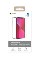 Pack protection Muvit For Change Recycletek pour Apple iPhone 11 Transparent + Verre trempé