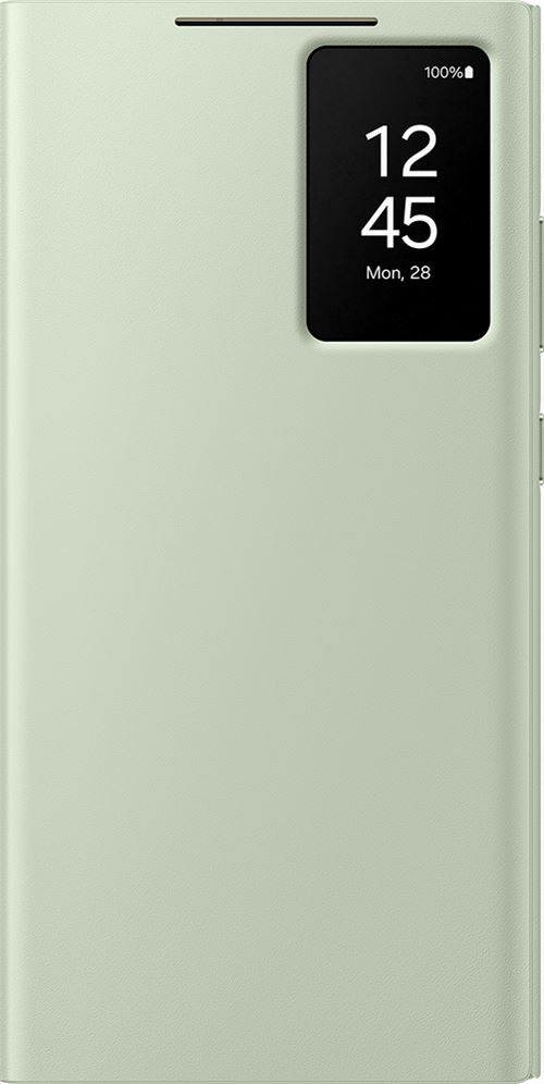 Etui Folio Smart Clear View avec porte-carte pour Samsung Galaxy S24 Ultra Gris Clair