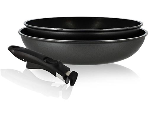 Set 3 pièces poêles Menastyl Marie 6020283 avec poignée amovible Noir