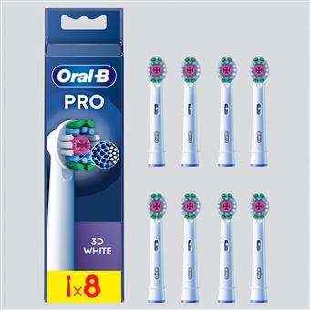 Pack de 8 brossettes pour brosse à dents Oral-B Pro 3D Blanc