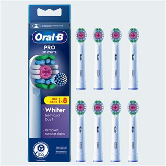 Pack de 8 brossettes pour brosse à dents Oral-B Pro 3D Blanc