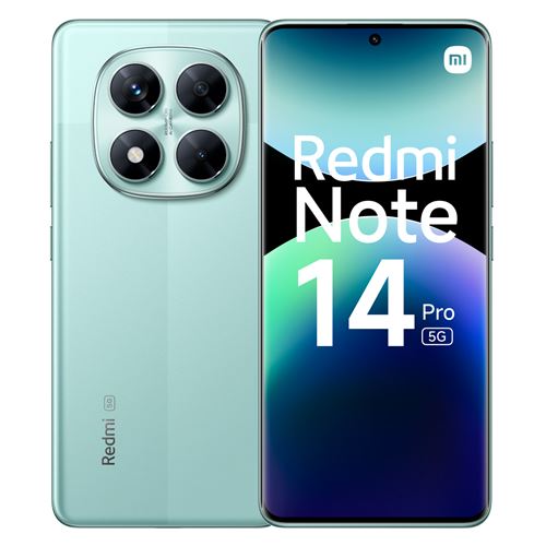 Smartphone Xiaomi Redmi Note 14 Pro 6,67"" 5G Double Nano SIM 256 Go Vert corail État correct - Xiaomi reconditionné disponible sur Fnac