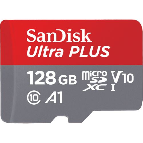 Carte Mémoire SanDisk Ultra Plus MicroSDXC UHS-I 128 Go avec Adaptateur microSD, microSDHC et microS