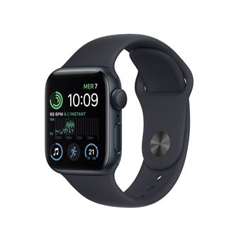 Apple Watch SE GPS 2ème génération, boîtier Aluminium Minuit 40mm avec Bracelet Sport Minuit