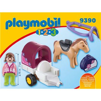 Playmobil 1.2.3 9390 Carriole avec cheval