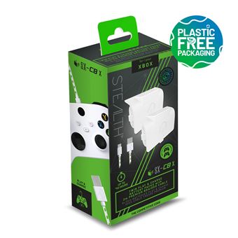 Pack Blocs-Batteries Play Just For Games Stealth SX-C8 X Blanc + Charge avec câble tressé premium Blanc et Vert pour Xbox