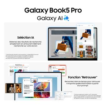 PC Portable Samsung Galaxy Book5 Pro écran tactile 14" 120Hz Copilot+ Intel® Core™ Ultra 7 16 Go RAM 1 To SSD Anthracite