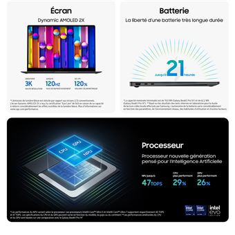 PC Portable Samsung Galaxy Book5 Pro écran tactile 14" 120Hz Copilot+ Intel® Core™ Ultra 7 16 Go RAM 1 To SSD Anthracite