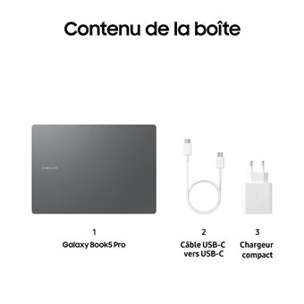PC Portable Samsung Galaxy Book5 Pro écran tactile 14" 120Hz Copilot+ Intel® Core™ Ultra 7 16 Go RAM 1 To SSD Anthracite