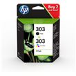 Pack de 2 Cartouches d'encre HP 303 Noir et Trois Couleurs