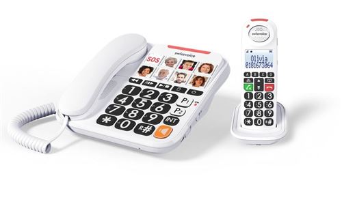Téléphone fixe filaire Swissoice Xtra 3155 Blanc + Combiné DECT
