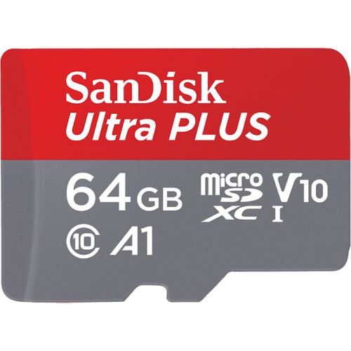 Carte Mémoire SanDisk Ultra Plus MicroSDXC UHS-I 64 Go avec Adaptateur microSD, microSDHC et microSDXC