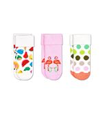 Pack de 3 paires de chaussettes hautes Happy Socks Flamingo et fruits Taille 0-6 Mois Blanc et Rose