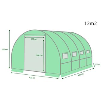 Bâche de rechange 140 gr/m² pour serre 12M² verte avec moustiquaire