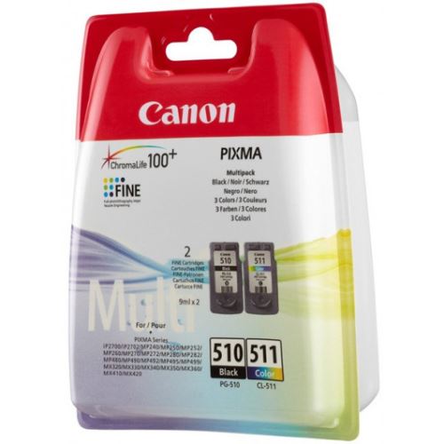 Pack de 2 cartouches d'encre Canon PG-510/CL511 Original Noir + trois couleurs