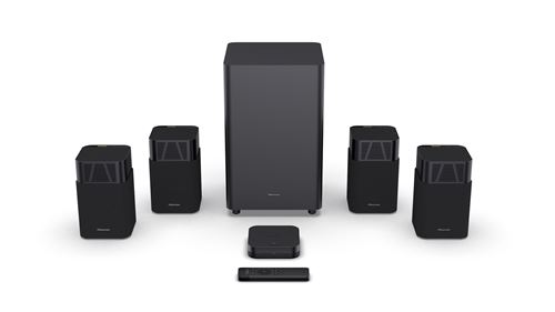 Système Home Cinéma Hisense Ht-Saturn Tuned By Devialet 4.1.2 Ch Sans Fil Avec 4 Enceintes Satellites + Caisson De Basses Sans Fil Noir