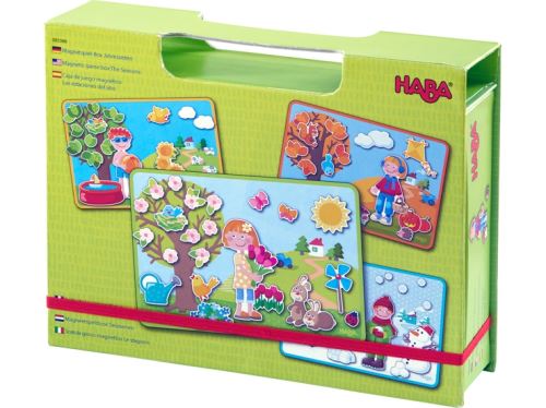 HABA Boîte Magnétique Les 4 Saisons - 90 Pièces Magnétiques Avec 4 Scènes - Jeu Éducatif 3 Ans+