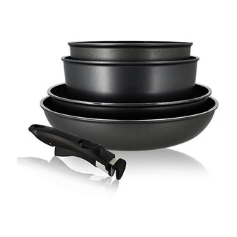 Set 5 pièces poêles et casseroles Menastyl 6020285 avec poignée amovible Noir