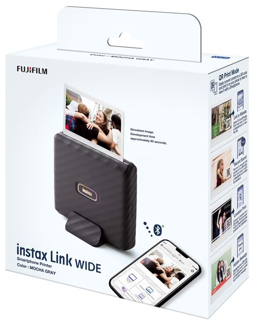 Fujifilm Instax link wide imprimante smartphone gris moka + kit  d'accessoires film
