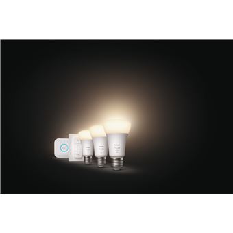 Philips Hue Kit de démarrage 3 ampoules White E27 + pont de connexion +  télécommande Hue incluse (Nouveau) Blanc Fonctionne avec Alexa 1800443 :  : Luminaires et Éclairage