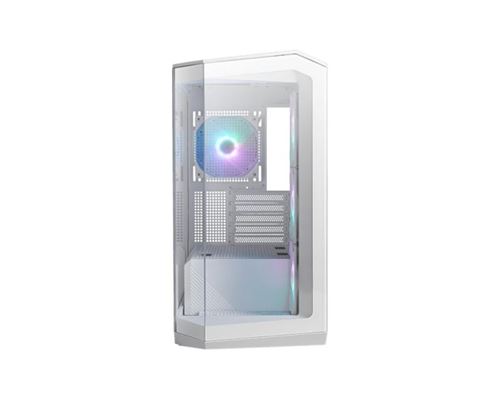Boîtier PC gaming MSI MAG PANO M100R PZ moyen tour blanc ARGB avec panneau latéral verre trempé