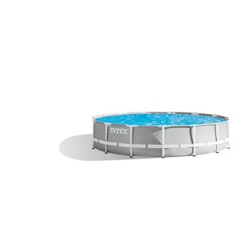 Piscine tubulaire Intex - Ronde - Prism Frame - 4,57 x 1,07 m - Accessoires inclus - Gris