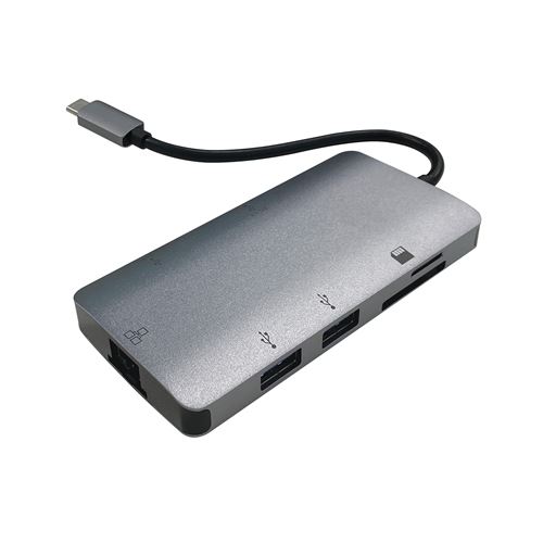 Hub USB-C Accsup 8 en 1 Gris Anthracite