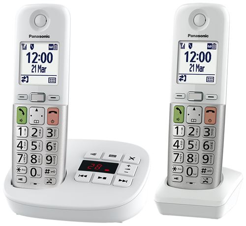 Téléphone Sans Fil Panasonic KX-TGU432EXW – Répondeur, 2 Combinés, Compatible Aides Auditives