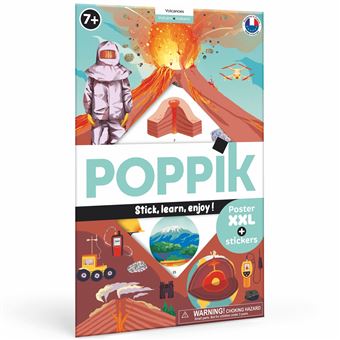 Jeu créatif Poppik Poster Pédagogique Volcans avec 51 stickers