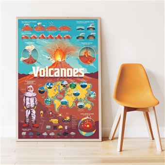 Jeu créatif Poppik Poster Pédagogique Volcans avec 51 stickers