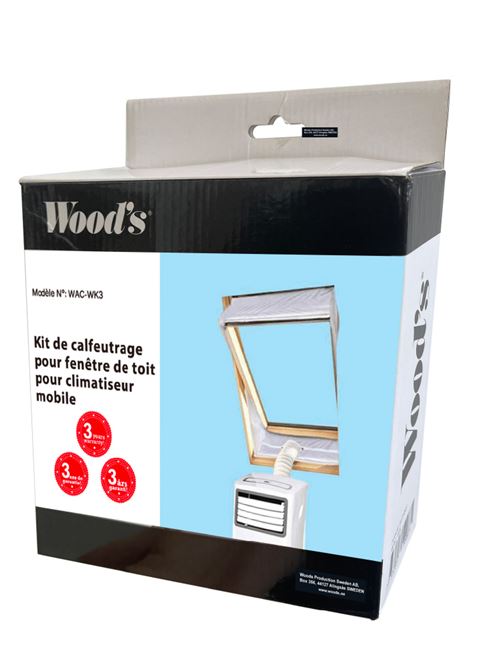 Kit de calfeutrage Wood's WAC-WKS2 pour fenêtre de toit pour climatiseur mobile Blanc et argent