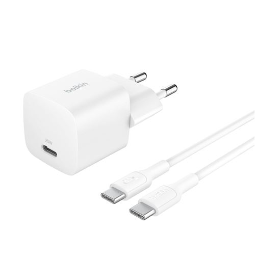 Chargeur secteur USB-C® Belkin BoostCharge Power Delivery 25 W Blanc + câble USB-C vers USB-C 1 m