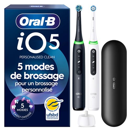 Oral-B - Brosse À Dents Électrique  Io5 Duo Matt Black/Quite White