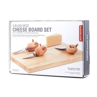 Plateau à fromages et 3 ustensiles souris Kikkerland Beige