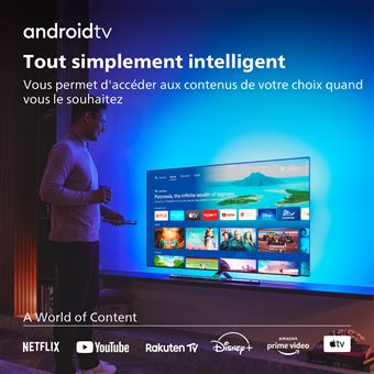 TV OLED Philips 77OLED807 194 cm Ambilight 4K UHD Android TV Metal argenté