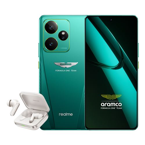 Pack Smartphone Realme GT7 6,78 5G Nano SIM 512 Go Aston Martin Vert + Buds Air7Pro inclus