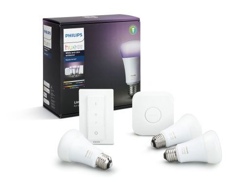 Kit de démarrage Philips Hue Blanc et couleur X3 E27 + Pont + Variateur