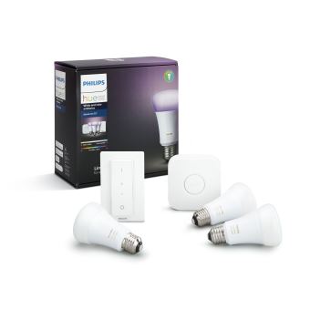 Philips Hue Starterkit Wit en Kleur X3 E27 + Bridge + Variator