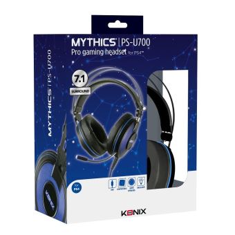 Micro-casque filaire Gaming Konix Mythics PS-U700 Noir et Bleu pour PS4