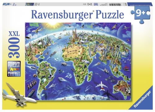 Rave Puzzle 300 Pièces Xxl Ravensburger Carte Des Monuments Du Monde