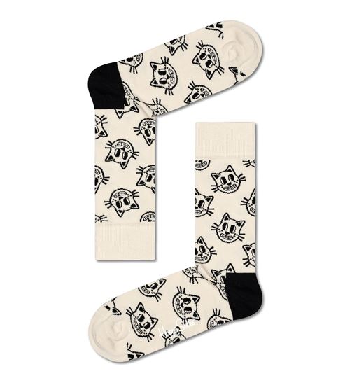 Happy Socks Cat Hoog & Knie Sokken Maat 41-46 Beige
