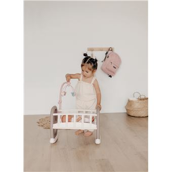 Smoby Baby Nurse Berceau à Barreaux Avec Bascule Et Mobile - Pour Poupon Jusqu'à 42cm Beige