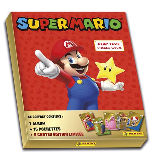 Carte à collectionner Panini Super Mario Coffret Album avec 15 pochettes et 5 cartes Édition Limitée Gold État correct - Panini reconditionné disponible sur Fnac