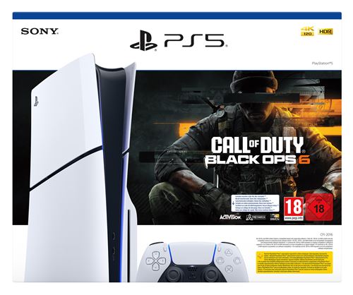 Pack Console Sony PS5 Edition Standard Modèle Slim Noir et Blanc + Call of Duty®: Black Ops 6
