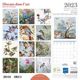 CALENDRIER 2023 30X30 OISEAUX DANS L''ART