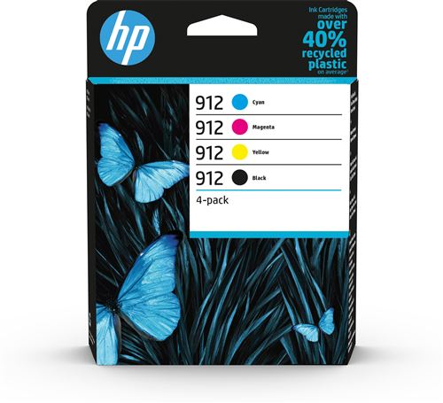 Pack de 4 Cartouches d'encre HP 912 Noir Cyan Magenta Jaune