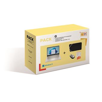 Pack Fnac PC Portable HP Laptop 14s-dq2049nf 14" Intel Core i3 8 Go RAM 256 Go SSD Argent naturel + Souris sans fil + Housse 14" + Microsoft 365 Personnel 1 an - 1