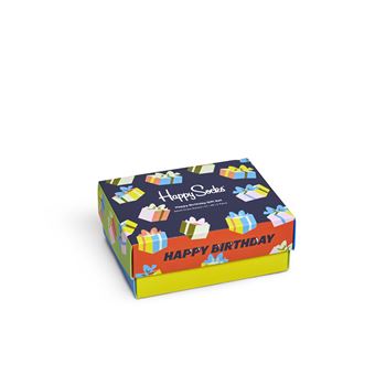 Pack de 2 paires de chaussettes hautes Happy Socks Happy Birthday Taille 36-40 Bleu et Noir