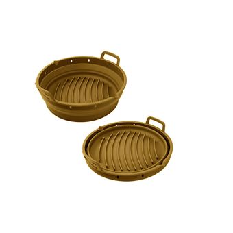 Moule airfryer pliable en silicone Point Virgule 15x15x9cm Marron - 1