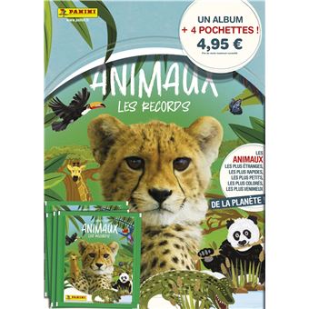 Carte à collectionner Panini Album Animaux avec 4 pochettes